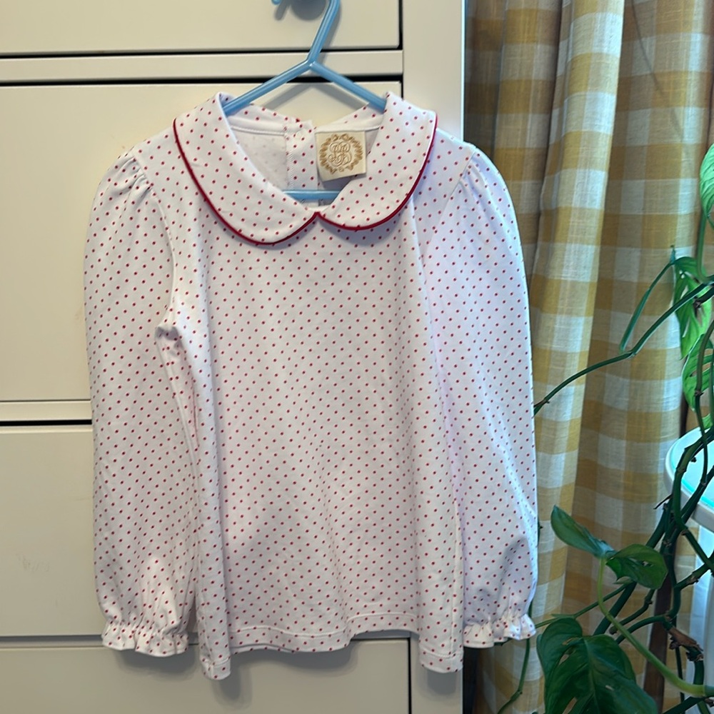 Beaufort Bonnet Peter Pan Collar Shirt Red Microdot - Long Sleeve Size 7 NWOT